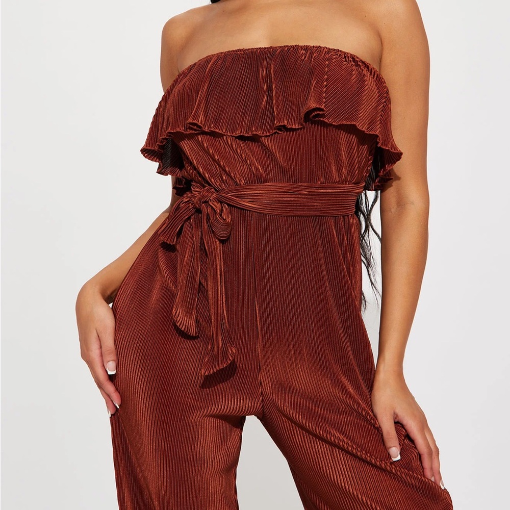 Plisse jumpsuit- brown Fashion Nova